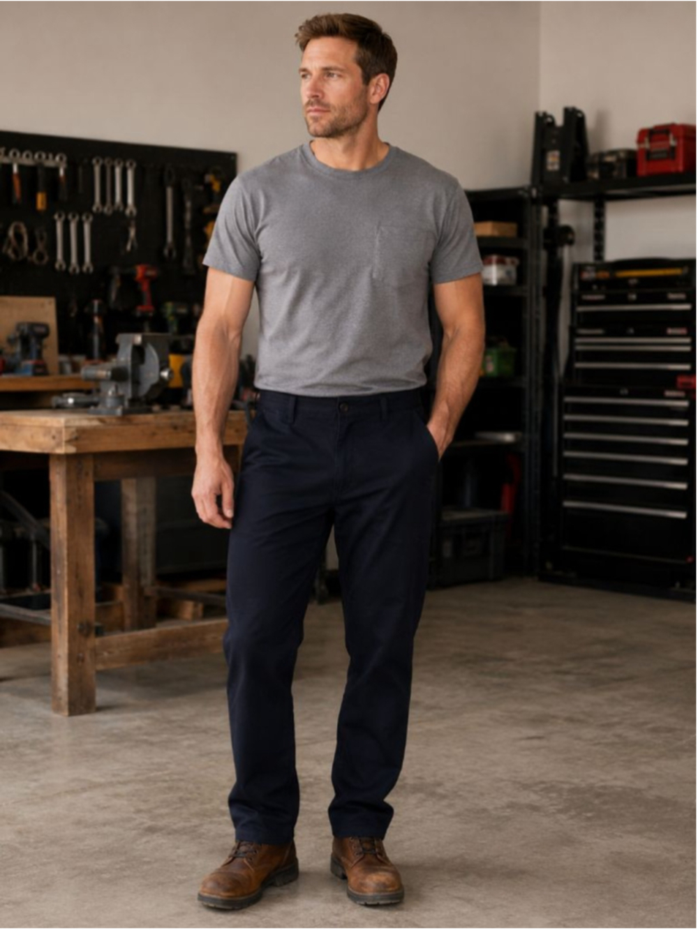 Roundtree & Yorke Navy Performance Chinos & Khakis Men's Waist 38